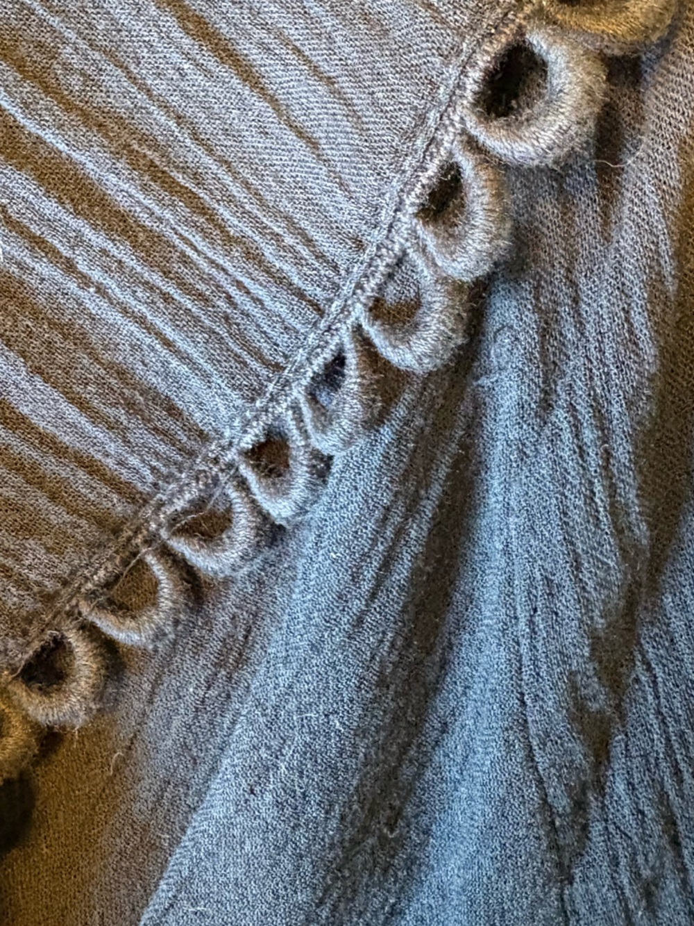 Talbots Navy Tiered Peasant Dress Lace Trim Boho Romantic Midi Size L - Picture 10 of 12